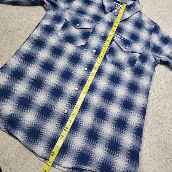 DIXXON The USS Midway Plaid Flannel Shirt Pearl Snaps Rugged Plaid Men's Small - Picture 14 of 15